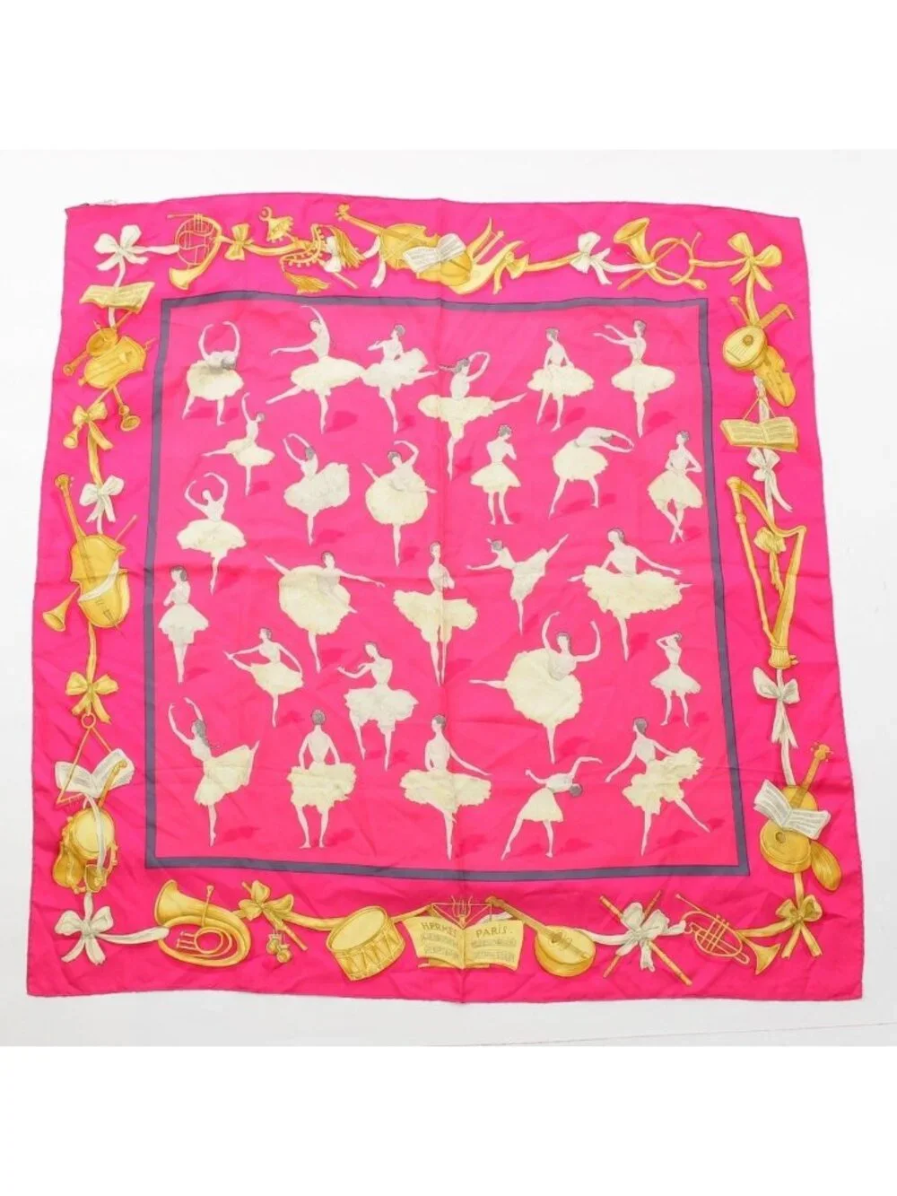Hermes Carre 90 Silk la Danse Ballerina Scarf Pink
